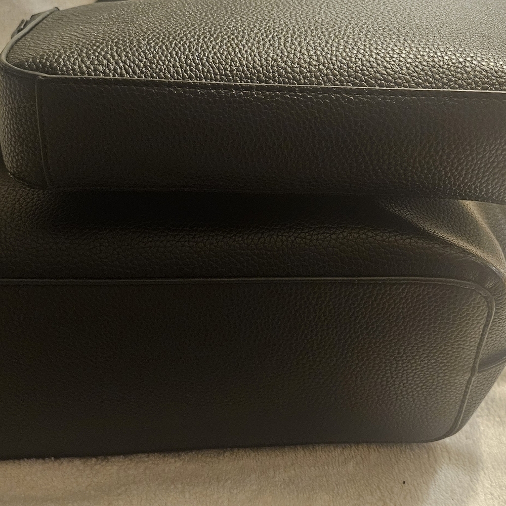 Anne Kleine Set Of Two Tote And Crossbody Bag Black Pebbled Leather Gold Accents - Picture 3 of 12